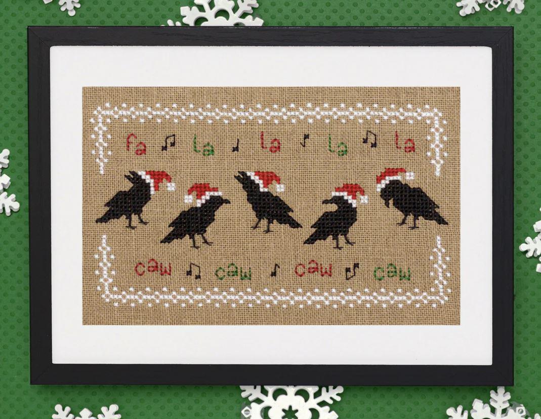 Fa La La Caw Caw by Lola Crow Cross Stitch Pattern