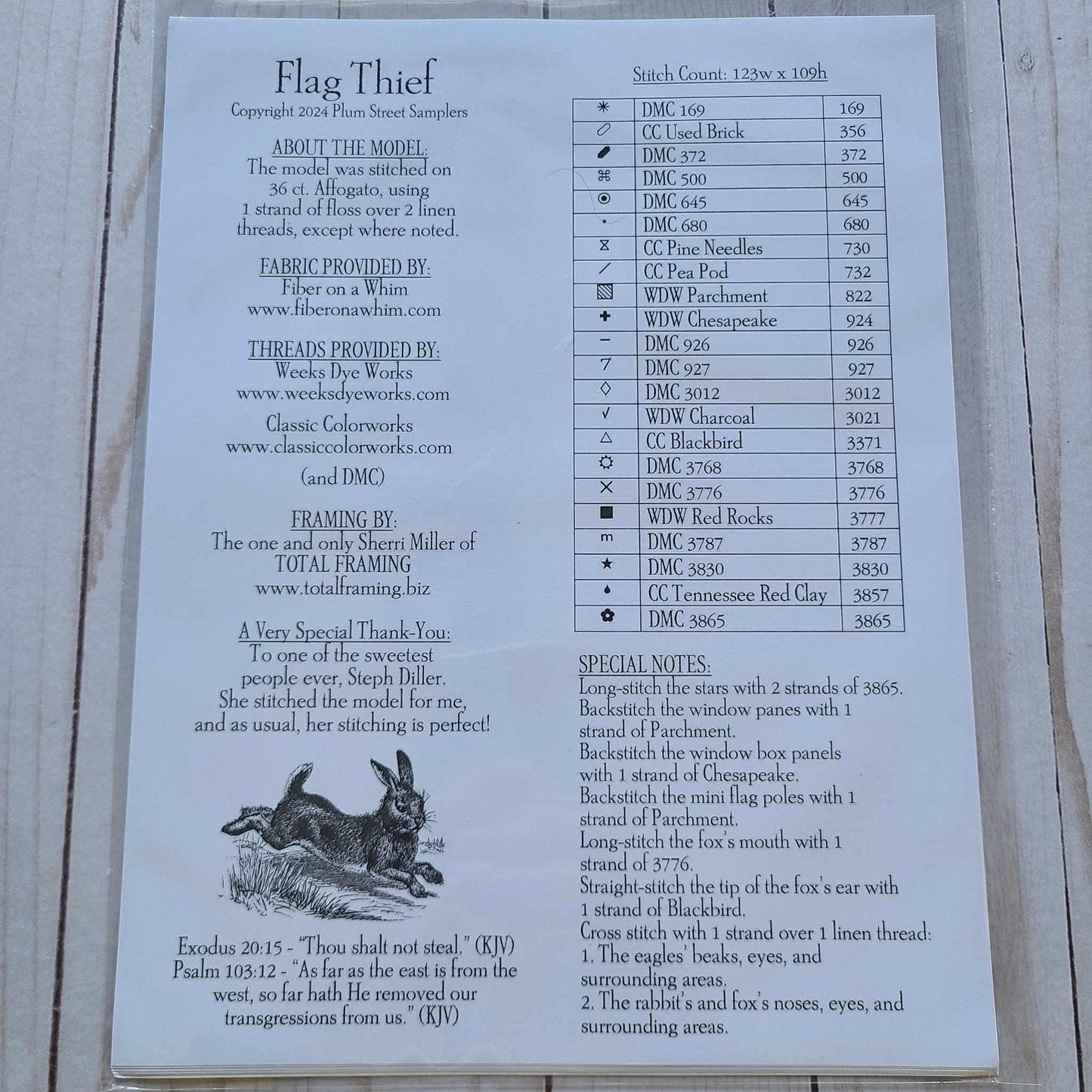 Flag Thief Cross stitch chart from Plum Street Samplers