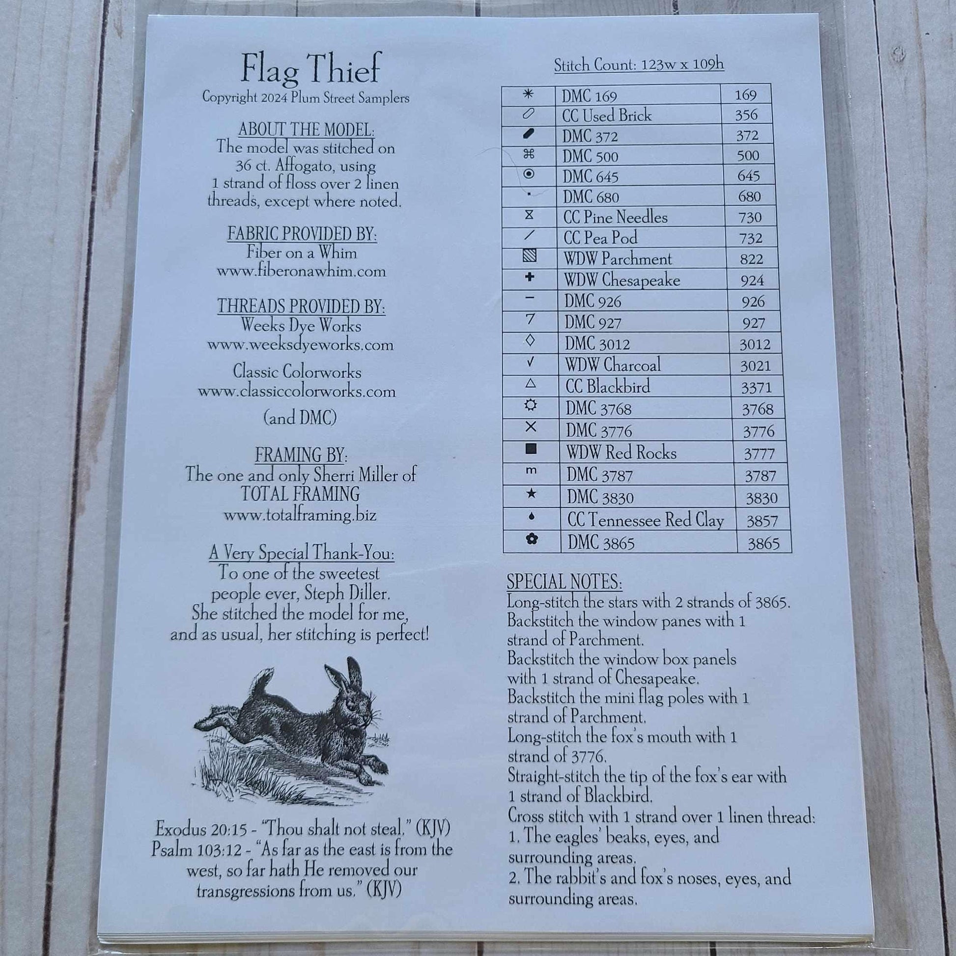 Flag Thief Cross stitch chart from Plum Street Samplers