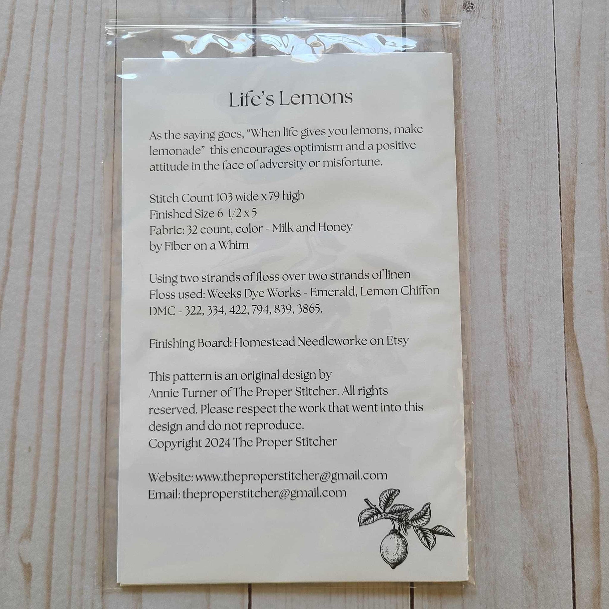 Life's Lemons The Proper Stitcher Cross Stitch Pattern