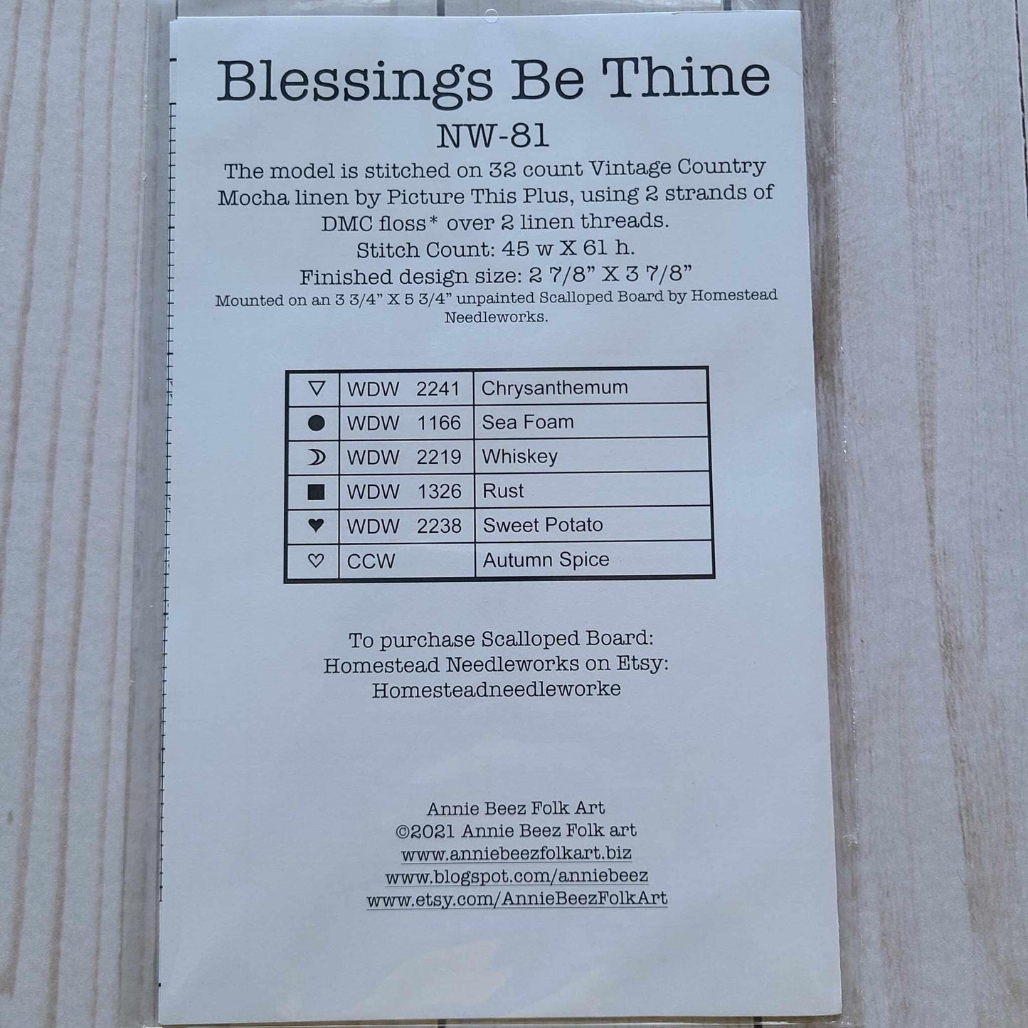 Blessings Be Thine Cross Stitch Pattern by Annie Beez Folk Art