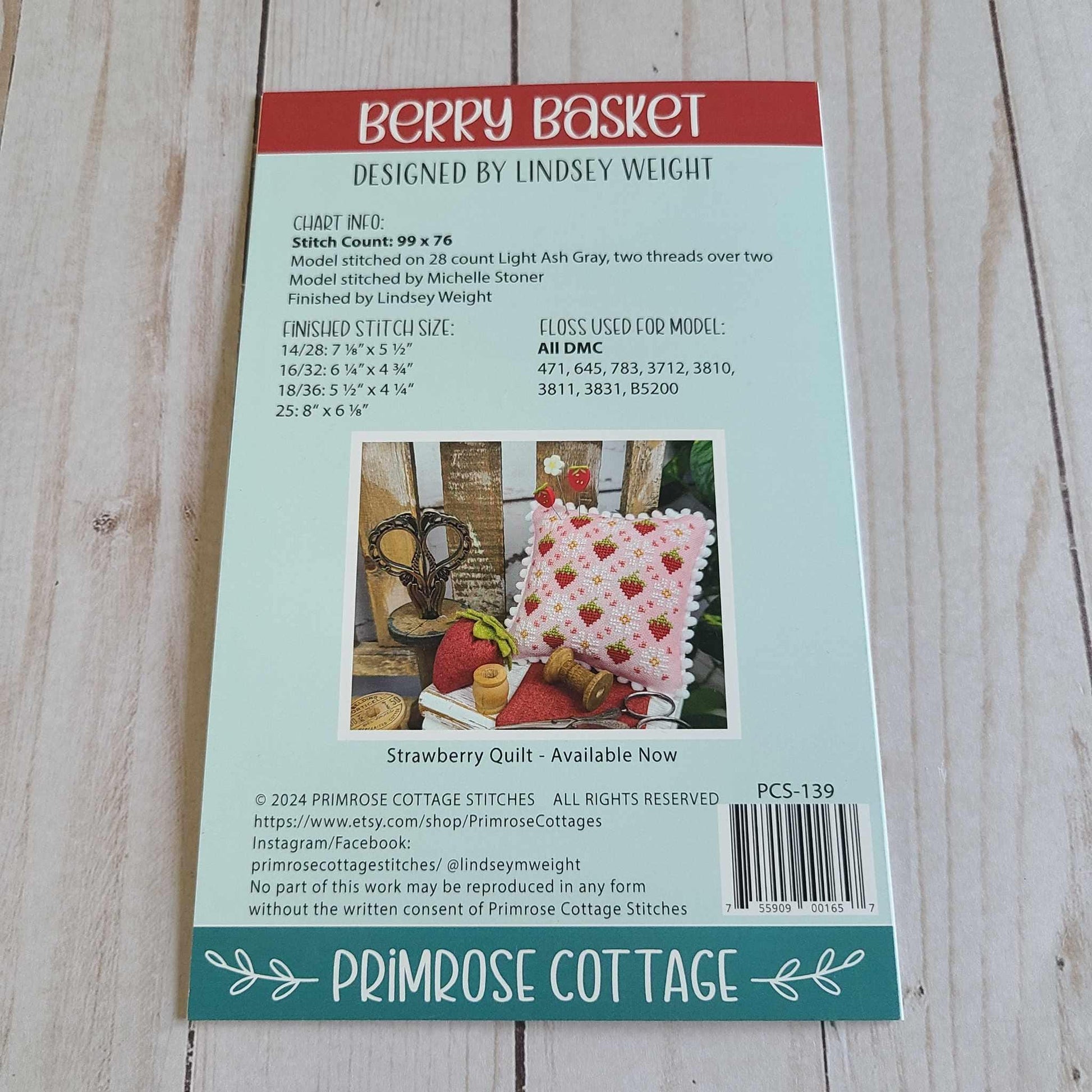 Berry Basket Cross Stitch Pattern Primrose Cottage Stitches