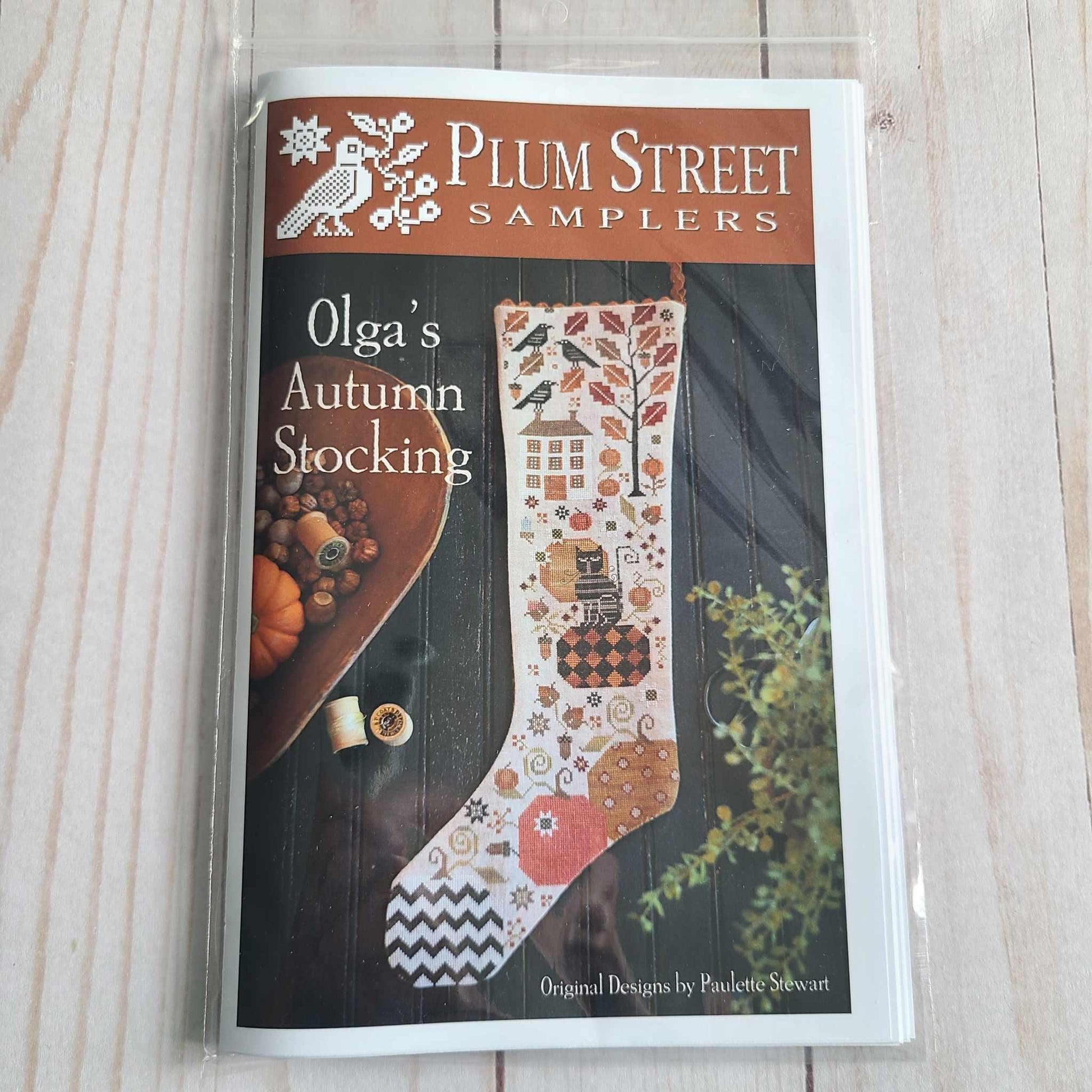 Olga's Autumn Stocking Cross stitch chart from Plum Street Samplers