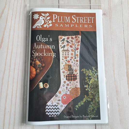 Olga's Autumn Stocking Cross stitch chart from Plum Street Samplers
