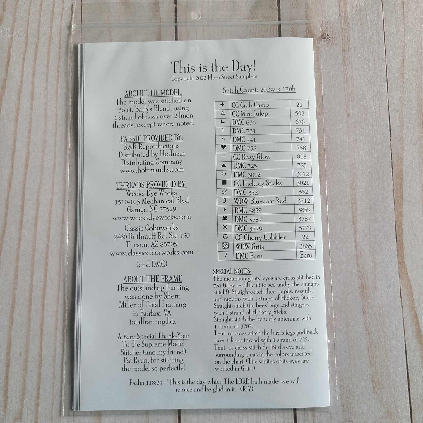 This is the Day Cross stitch chart from Plum Street Samplers