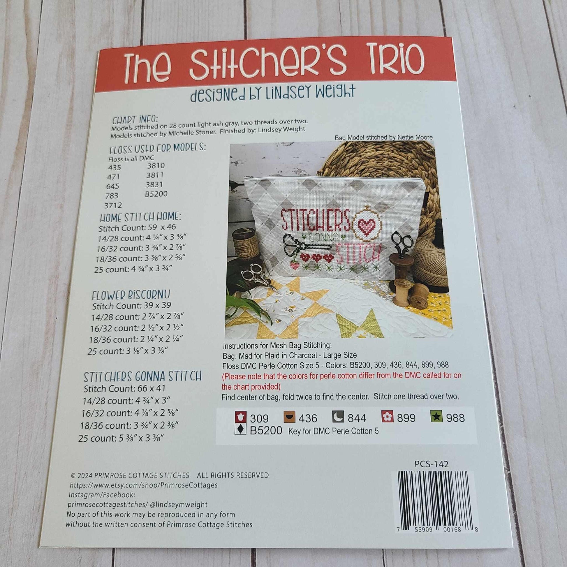 The Stitcher's Trio Cross Stitch Pattern Primrose Cottage Stitches