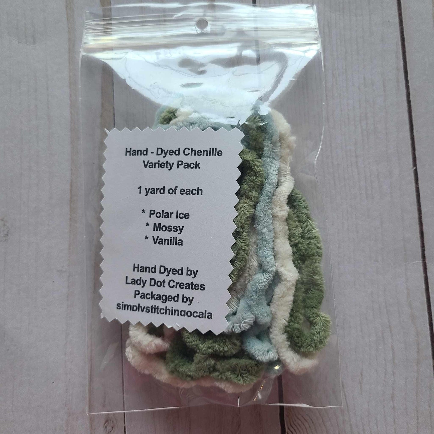Lady Dot Creates Chenille variety Pack Polar Ice, Mossy, Vanilla