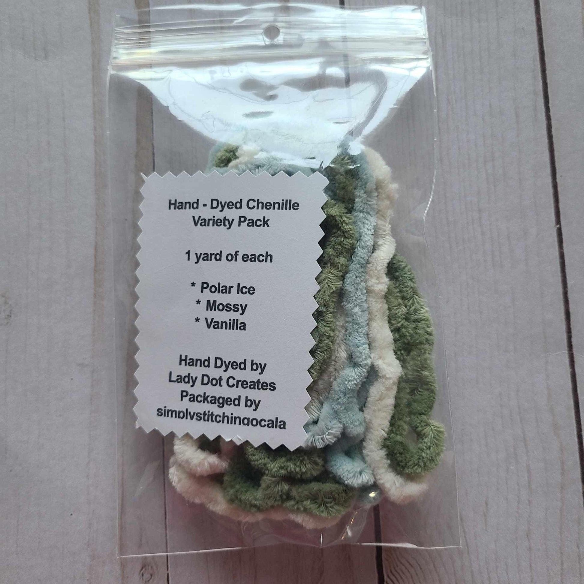 Lady Dot Creates Chenille variety Pack Polar Ice, Mossy, Vanilla