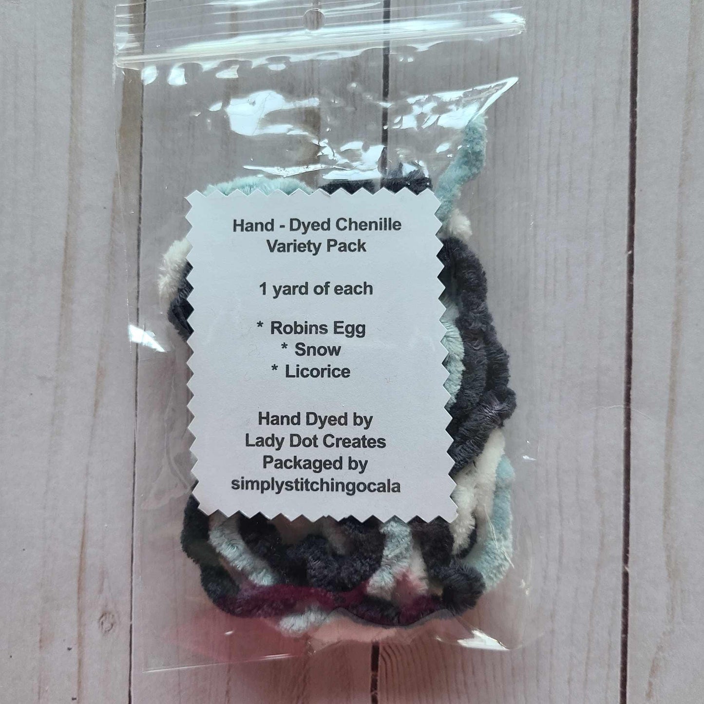Lady Dot Creates Chenille variety Pack Robin Egg, Snow, Licorice