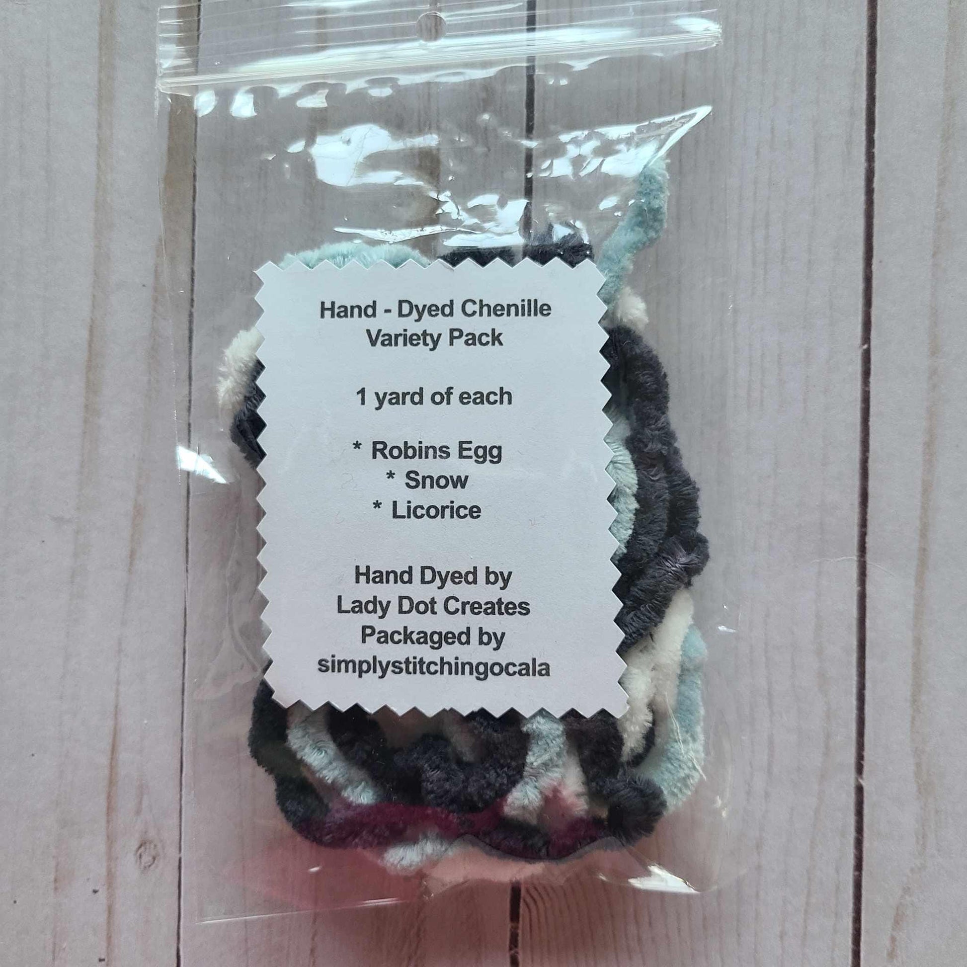 Lady Dot Creates Chenille variety Pack Robin Egg, Snow, Licorice