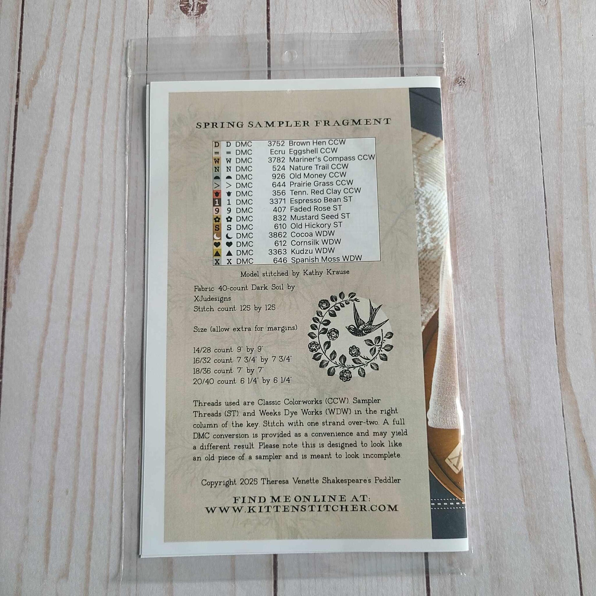 Spring Sampler Fragment Nashville Needlework Market 2025 Cross Stitch Chart by Shakespeare's Peddler