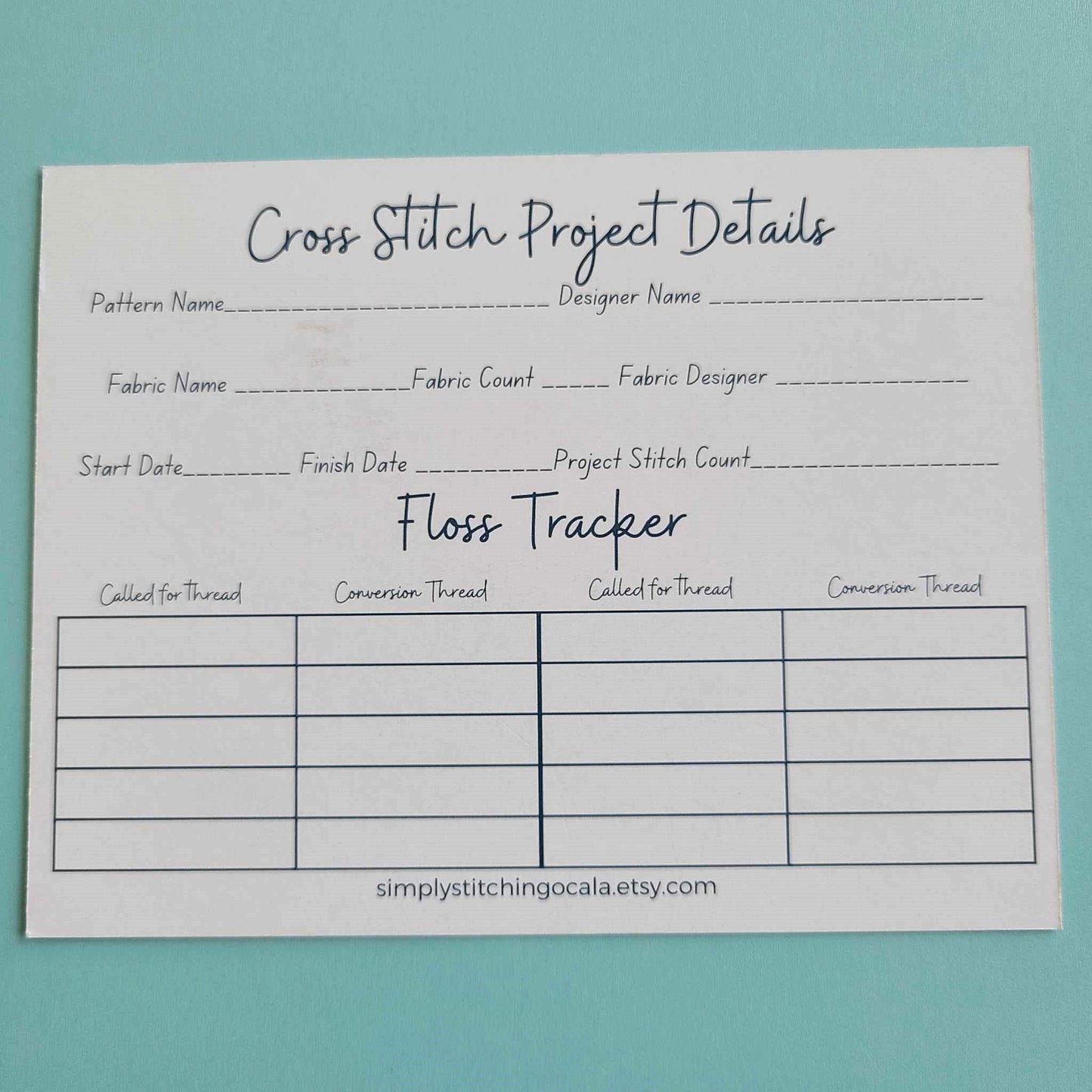 Printed Cross Stitch Project Cards / Project Tracker Cards/ Cross Stitch Organization/Stitching Journal Cards Printed/ Variety Pack