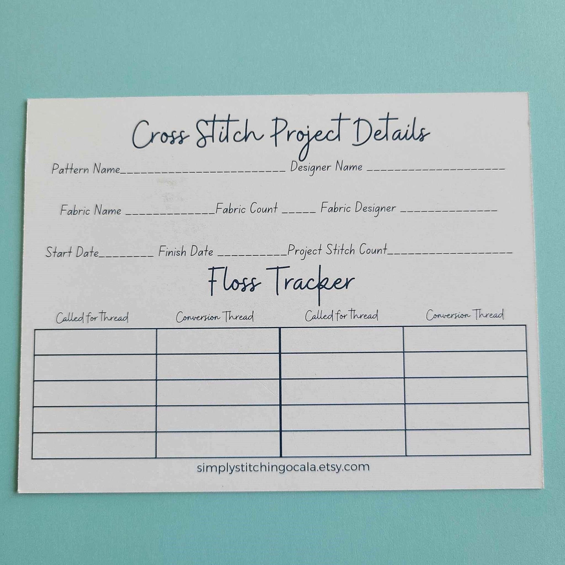 Printed Cross Stitch Project Cards / Project Tracker Cards/ Cross Stitch Organization/Stitching Journal Cards Printed/ Patriotic