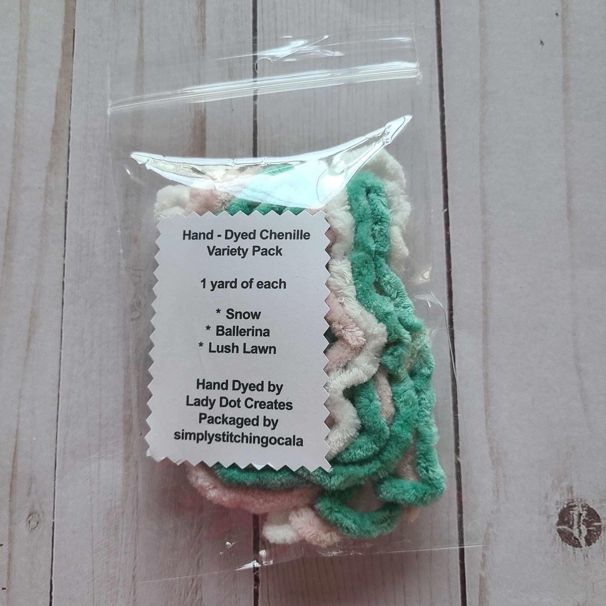 Lady Dot Creates Chenille variety Pack Snow, Ballerina, Lush Lawn