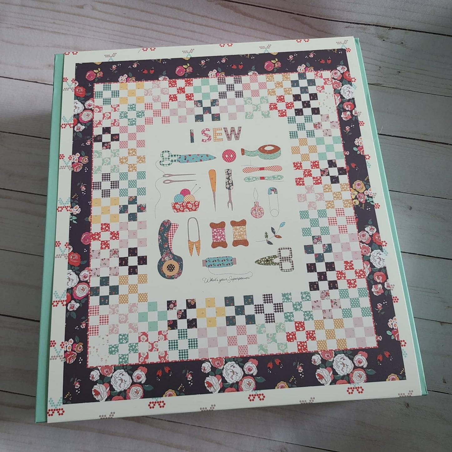 I Sew Panel Quilt Kit the fabric featured is Sunsetridge by Minki Kim.