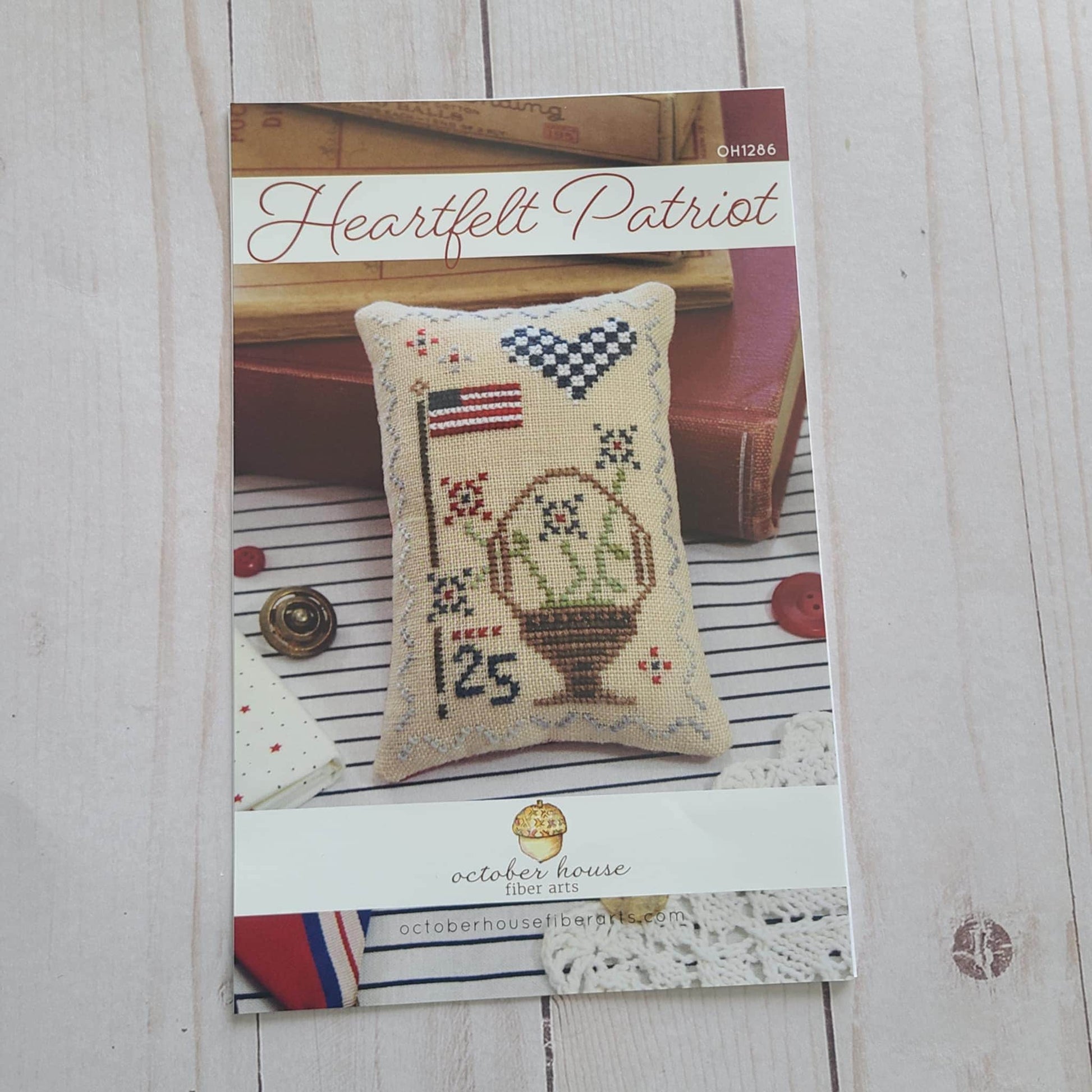 October House Fiber Arts Heartfelt Patriot Cross Stitch Kit