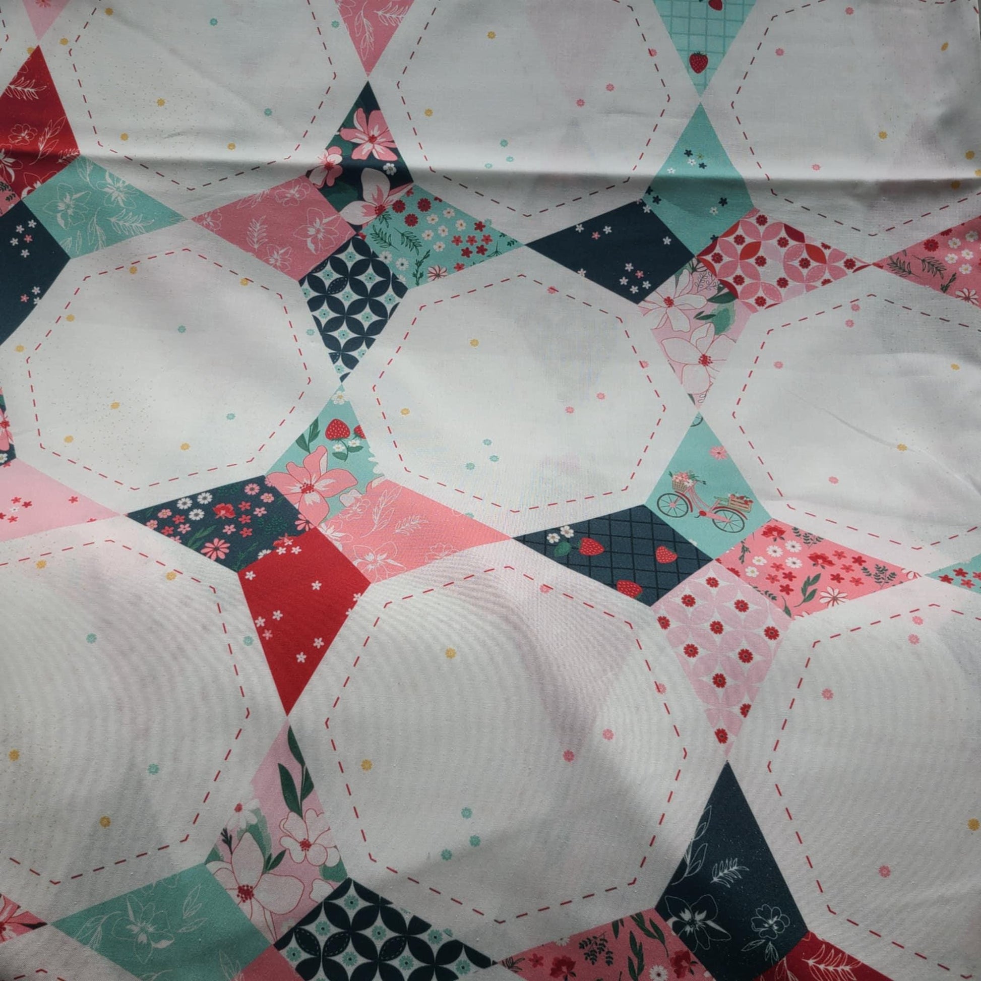 Wide Back Berry Market by Beverly McCullough Star Multi for Riley Blake