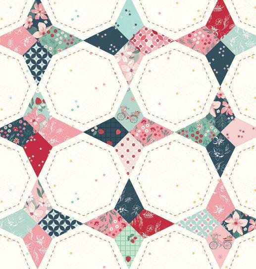 Wide Back Berry Market by Beverly McCullough Star Multi for Riley Blake