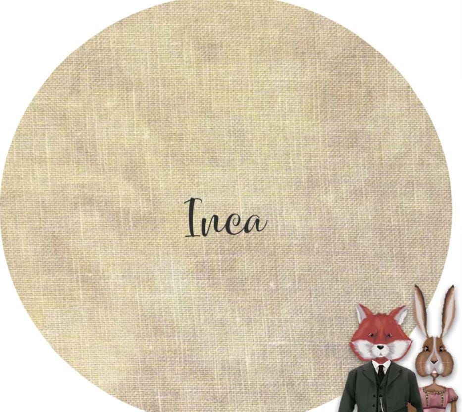Fox and Rabbit Hand Dyed linen Inca 40 count linen Fat Quarter