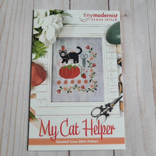 My Cat Helper Tiny Modernist Cross Stitch Pattern