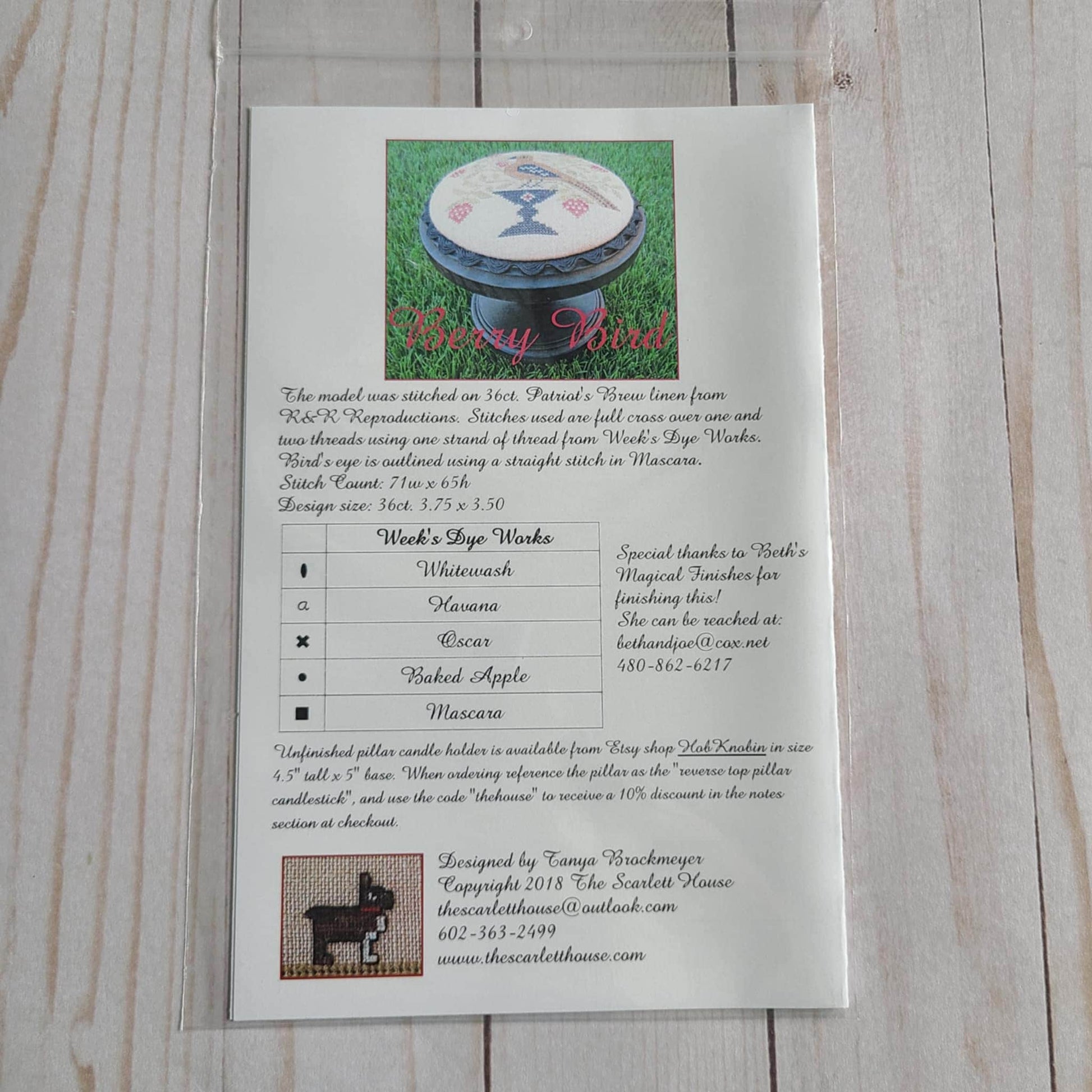 Berry Bird cross stitch pattern by The Scarlett House