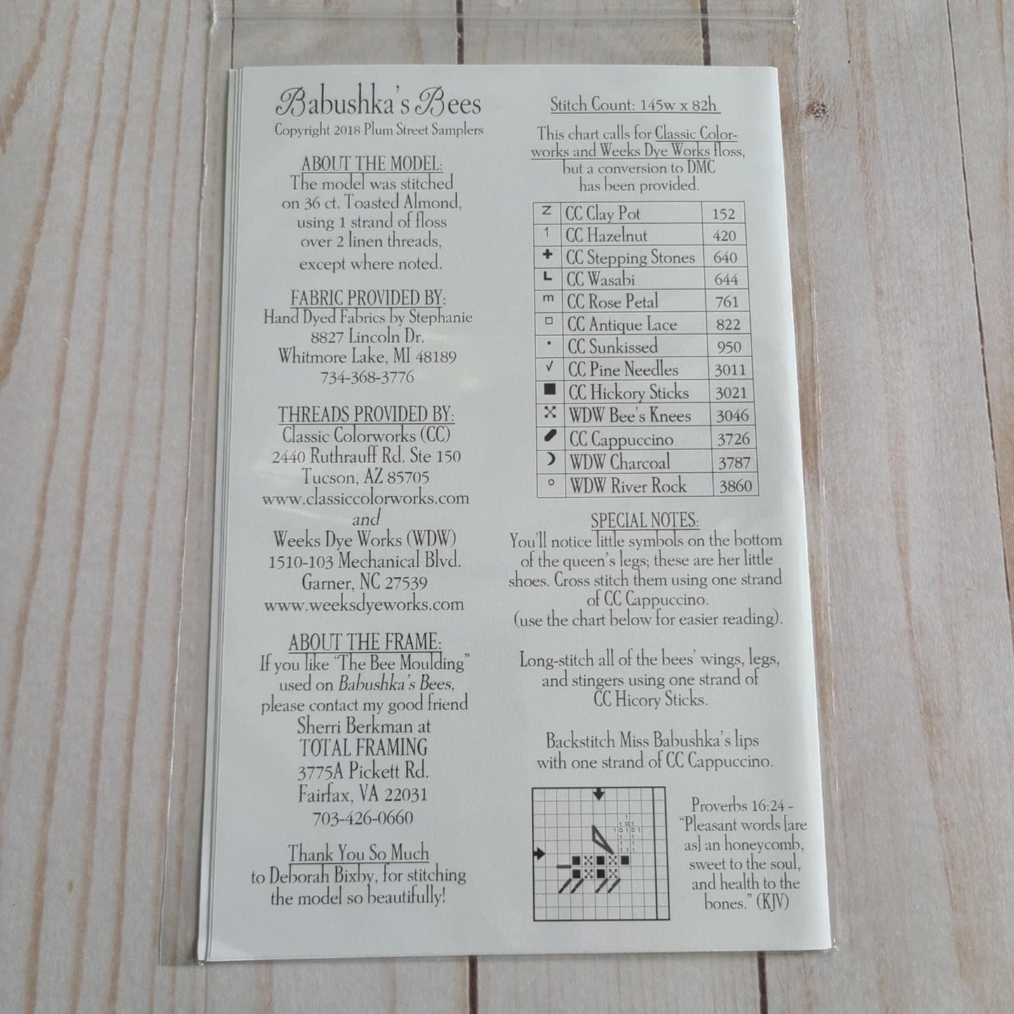 Babushka's Bees Cross stitch chart from Plum Street Samplers