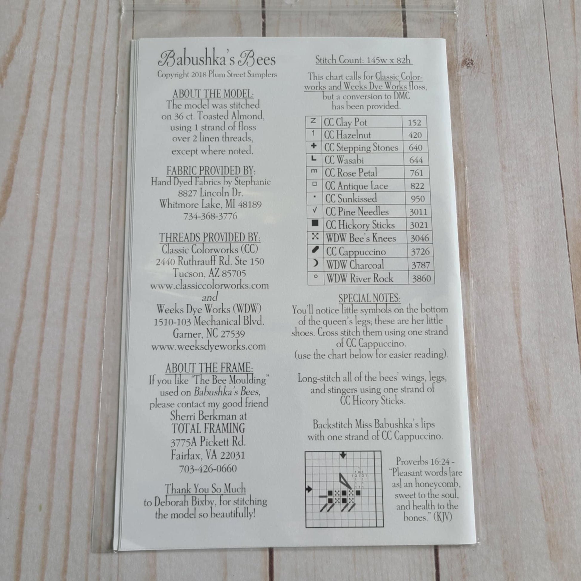 Babushka's Bees Cross stitch chart from Plum Street Samplers