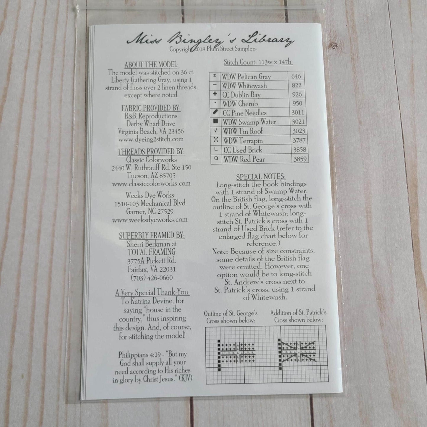Miss Bingley's Library Cross stitch chart from Plum Street Samplers