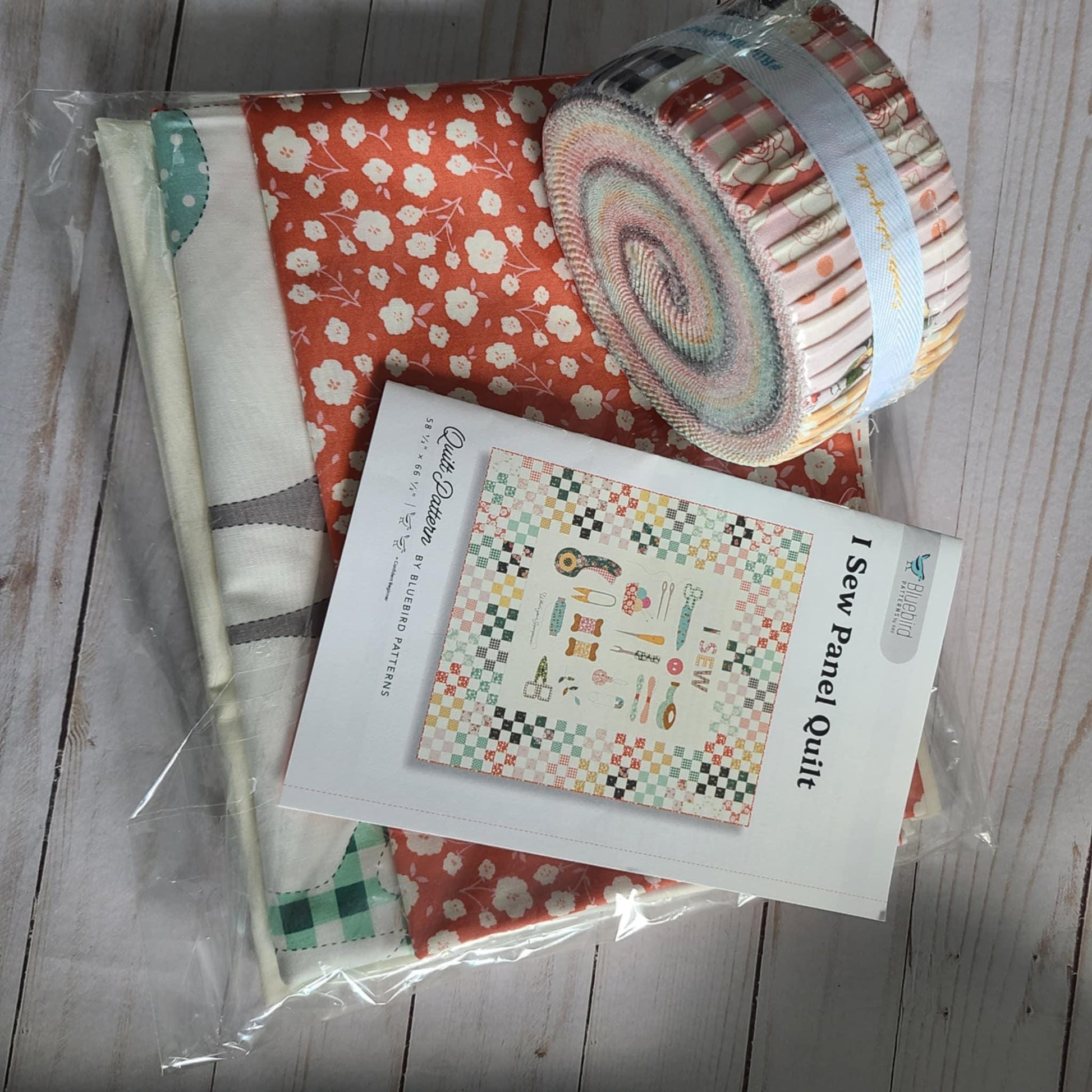 I Sew Panel Quilt Kit the fabric featured is Sunsetridge by Minki Kim.