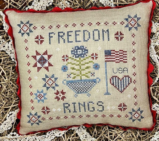 Freedom Rings Cross Stitch Chart – Patriotic Americana Design by The Camping Stitcher