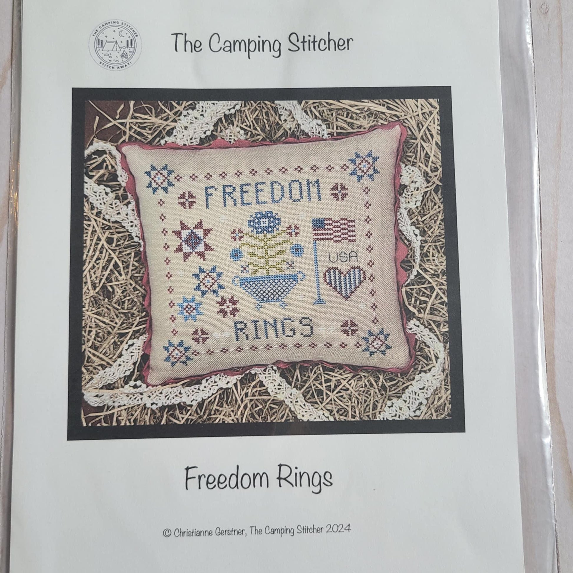 Freedom Rings Cross Stitch Chart – Patriotic Americana Design by The Camping Stitcher