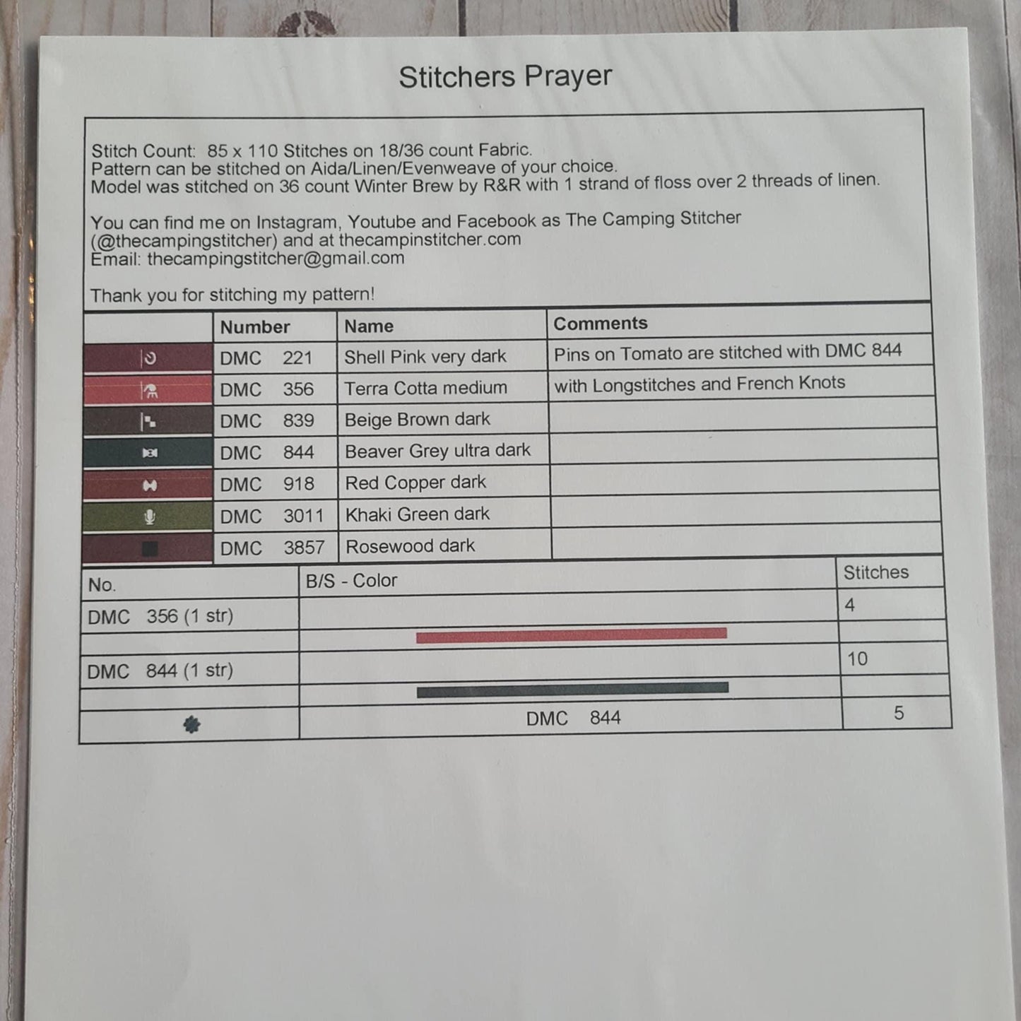 Stitchers Prayer Cross Stitch Chart Design by The Camping Stitcher