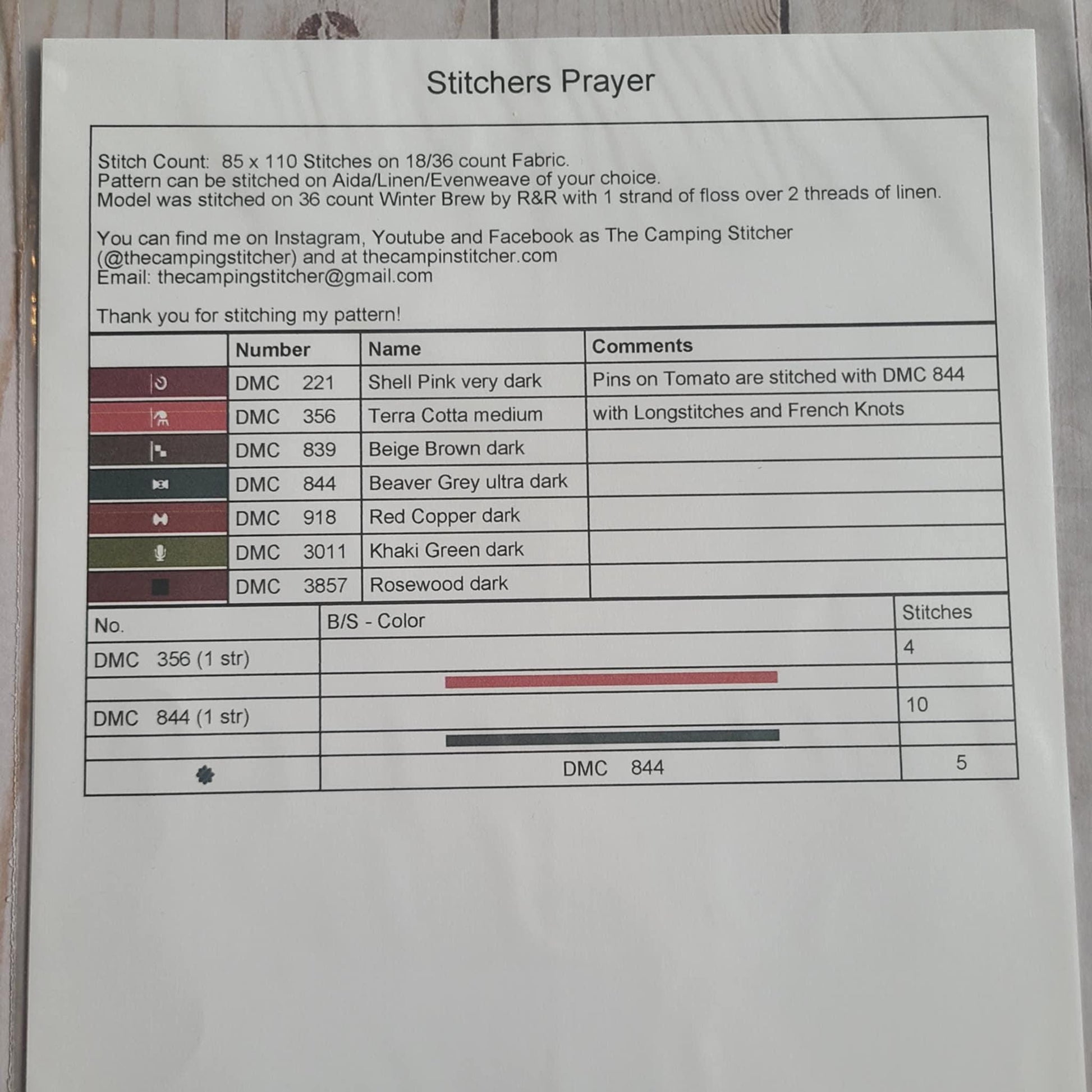Stitchers Prayer Cross Stitch Chart Design by The Camping Stitcher