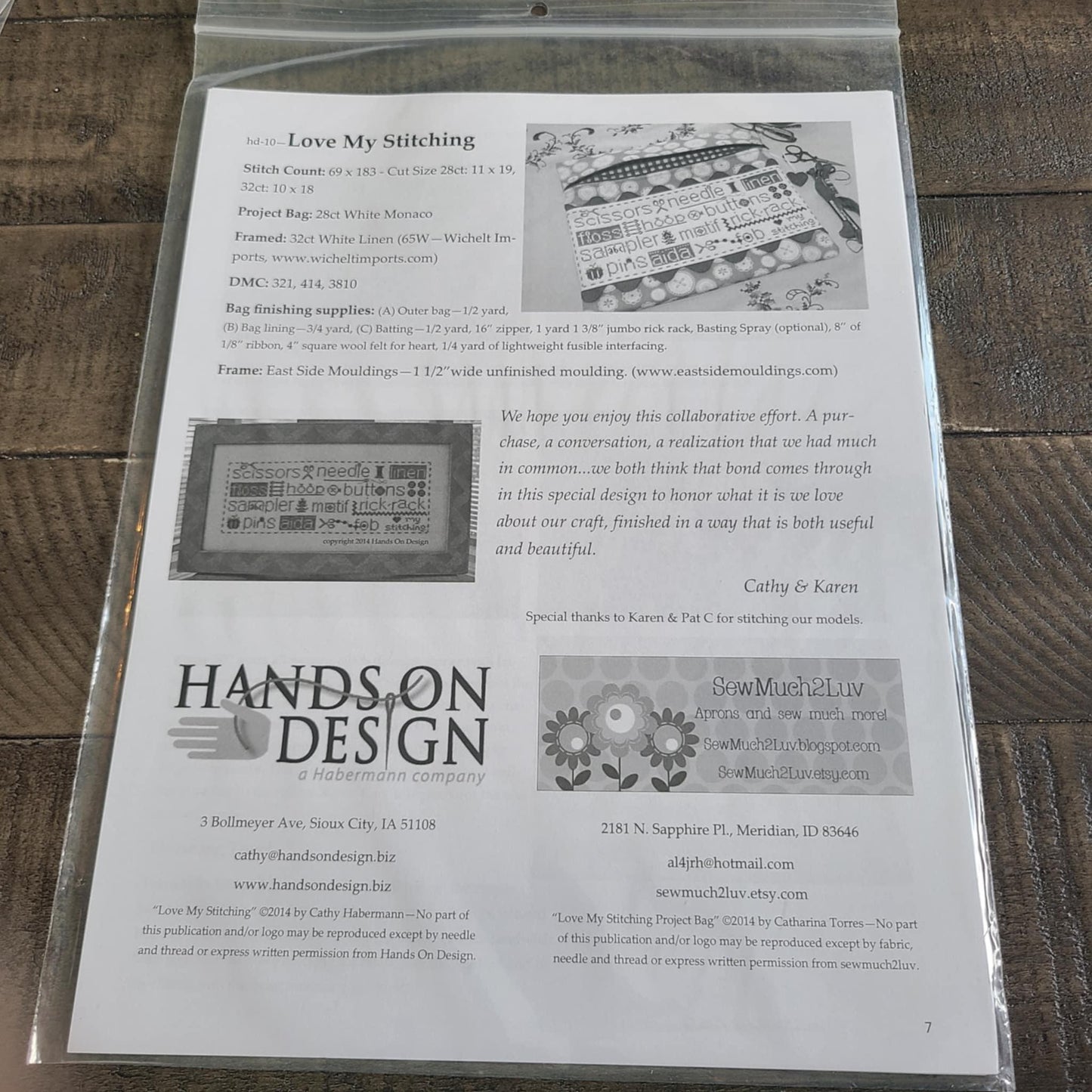 Love My Stitching Cross stitch chart from Hands on Design
