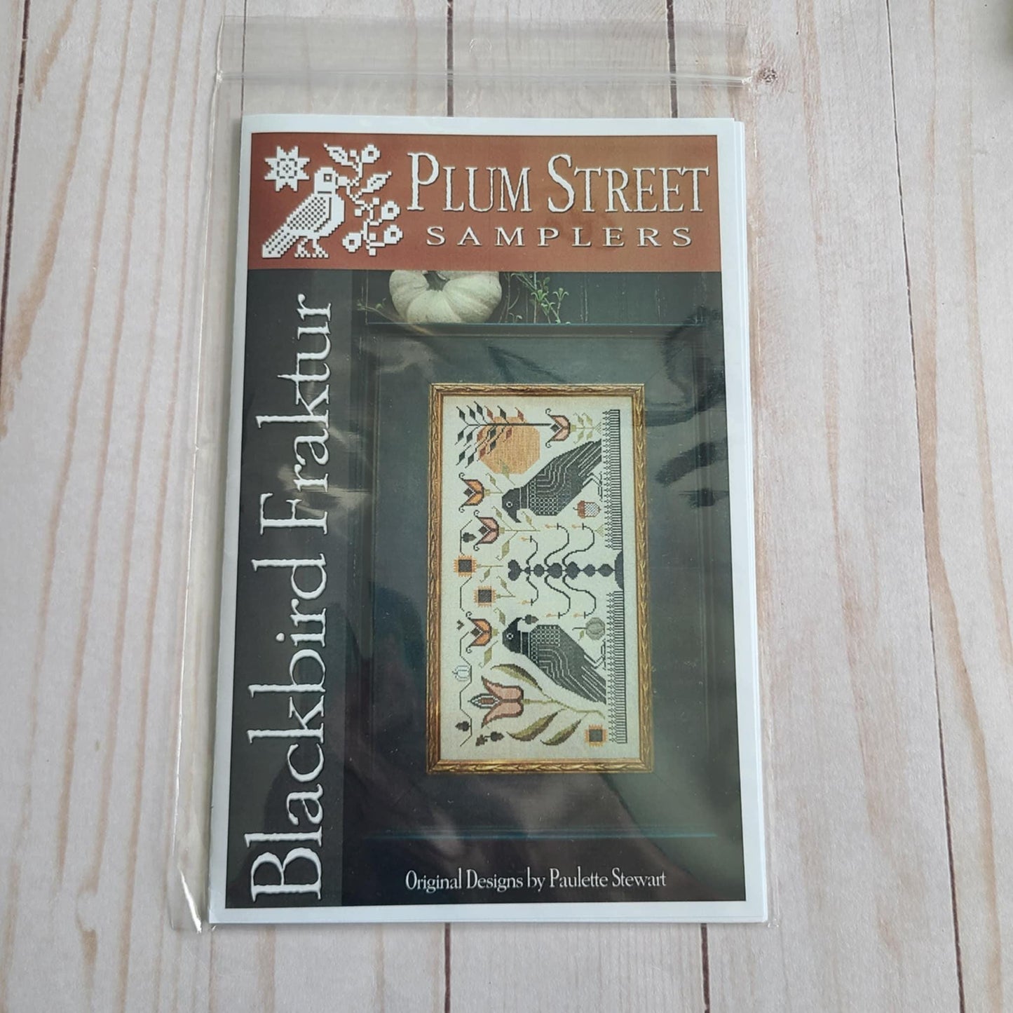 Blackbird Fraktur Cross stitch chart from Plum Street Samplers