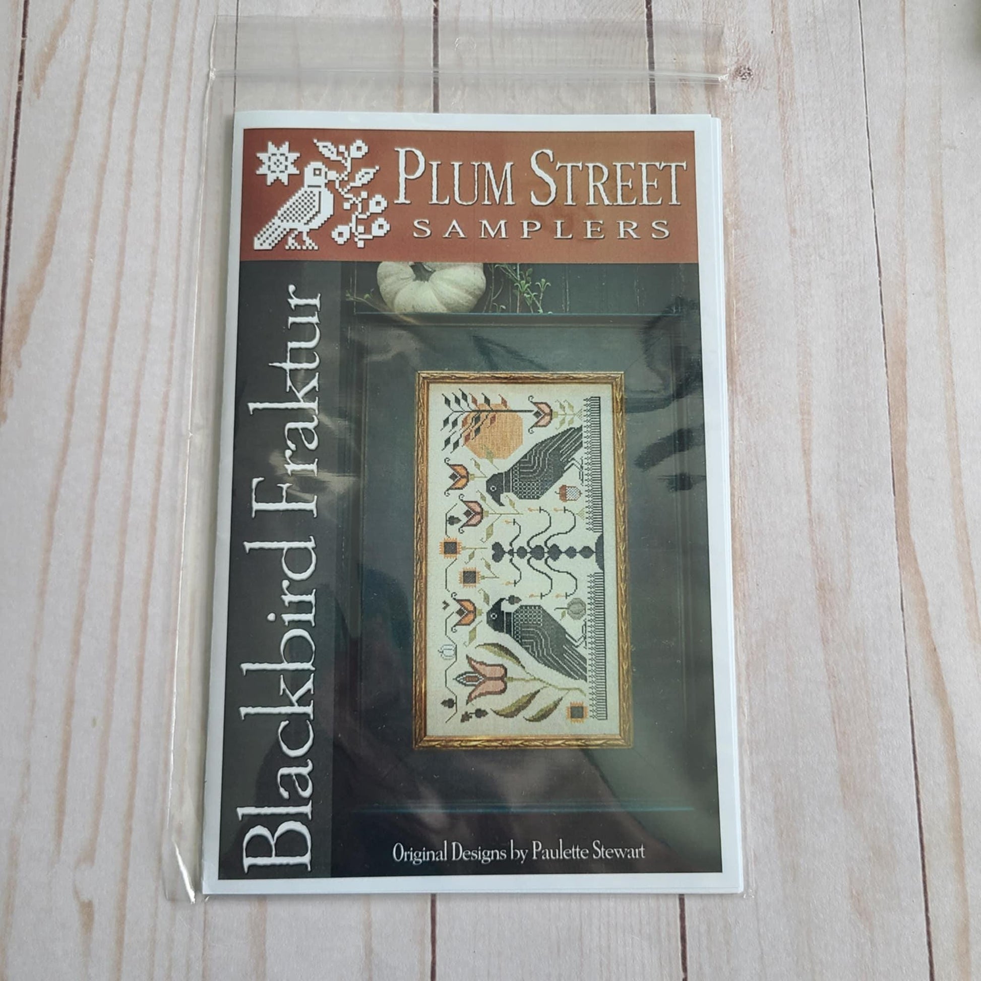 Blackbird Fraktur Cross stitch chart from Plum Street Samplers