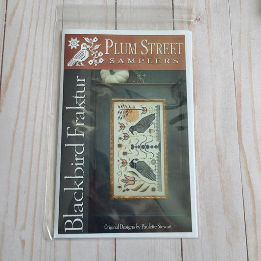 Blackbird Fraktur Cross stitch chart from Plum Street Samplers