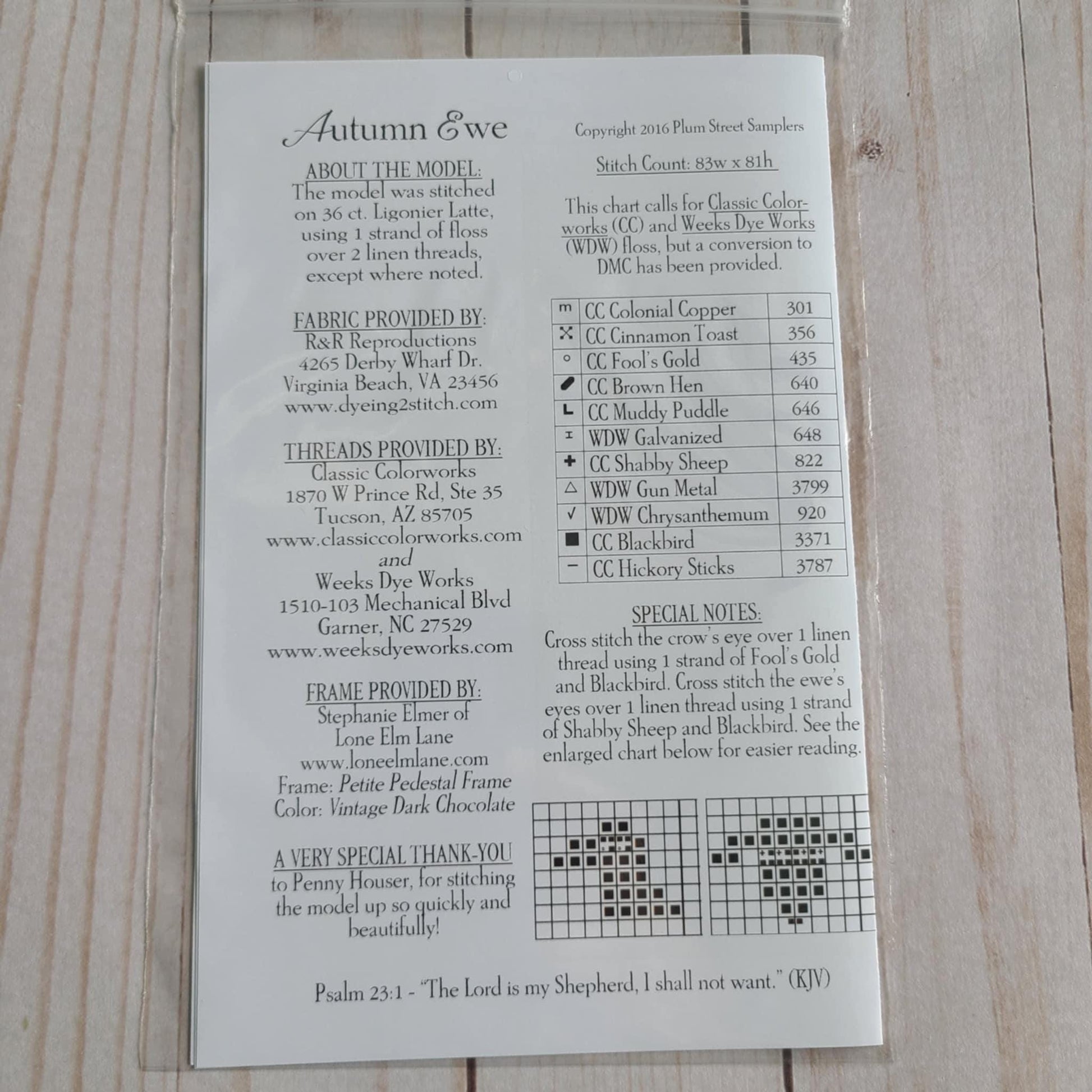 Autumn Ewe Cross stitch chart from Plum Street Samplers