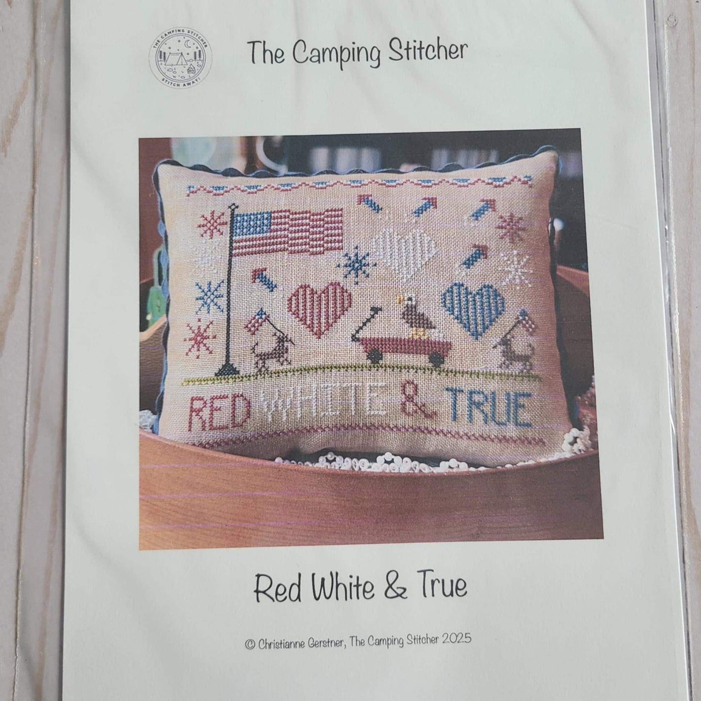 Red White & True Paper Cross Stitch Chart – Patriotic Americana Design by The Camping Stitcher