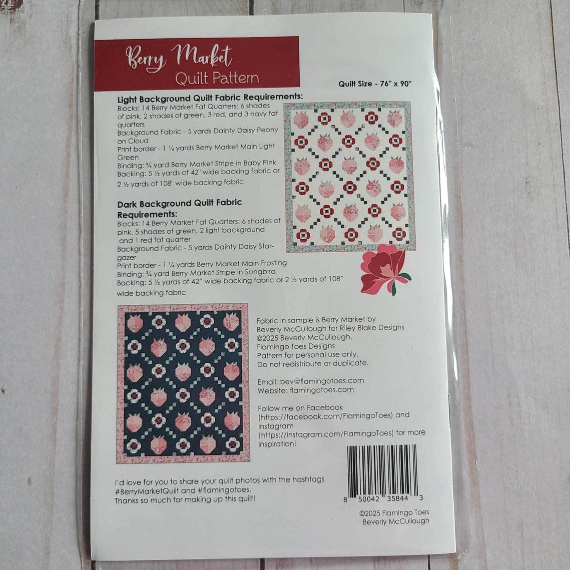 Berry Market Quilt Pattern Beverly McCullough Flamingo Toes