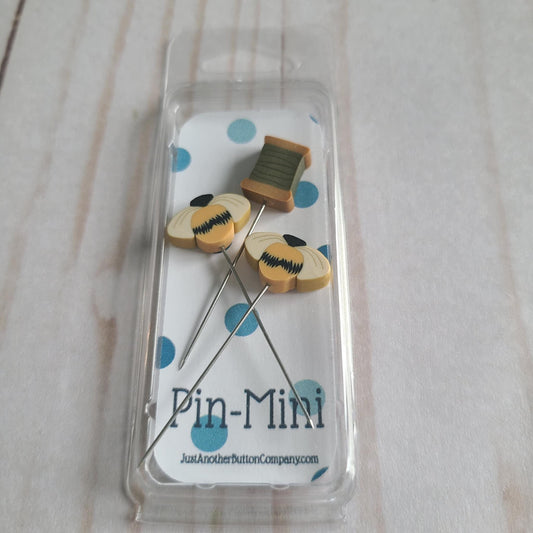 Just Another Button Company Pin-Mini Bee Stitching bee, thread spool