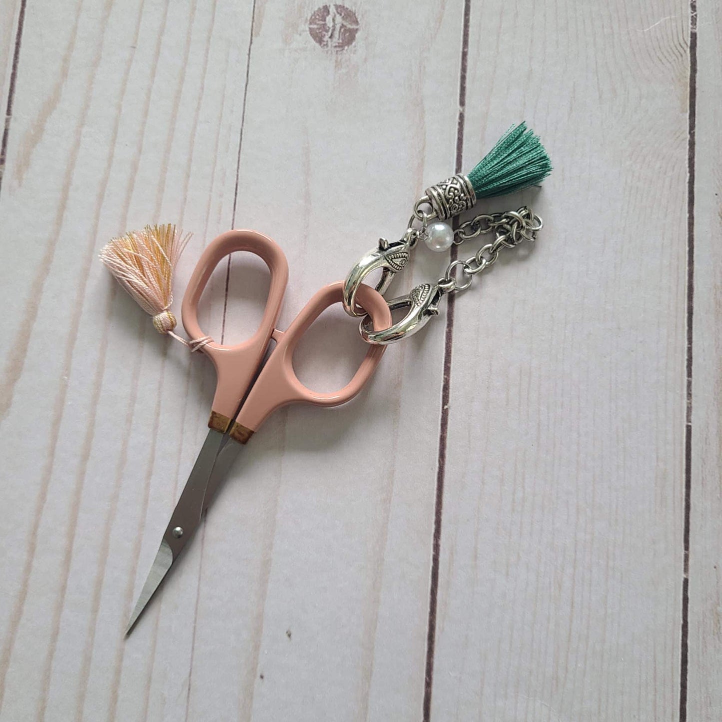 Silver Scissor Fob Vintage Style Tasseled Scissor Chain Accessory for Embroidery Scissors Tassel Chain for Stitchers, Sewers & Knitters