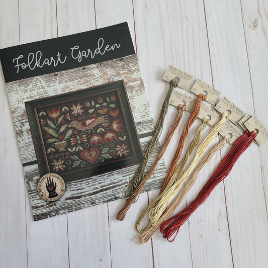 Folkart Garden by Teresa Kogut Cross Stitch Kit with weeks dye works floss