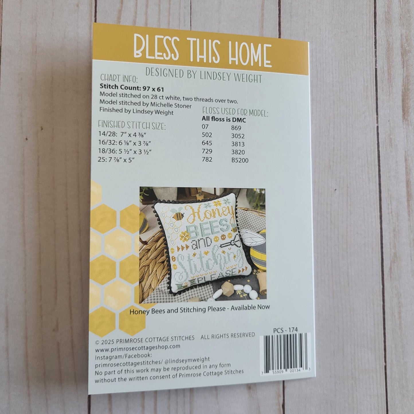 Bless This Home Cross Stitch by Lindsey Weight of Primrose Cottage - Paper Pattern