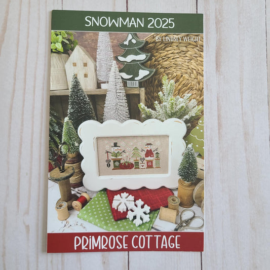 Snowman 2025 Cross Stitch by Lindsey Weight of Primrose Cottage - Paper Pattern