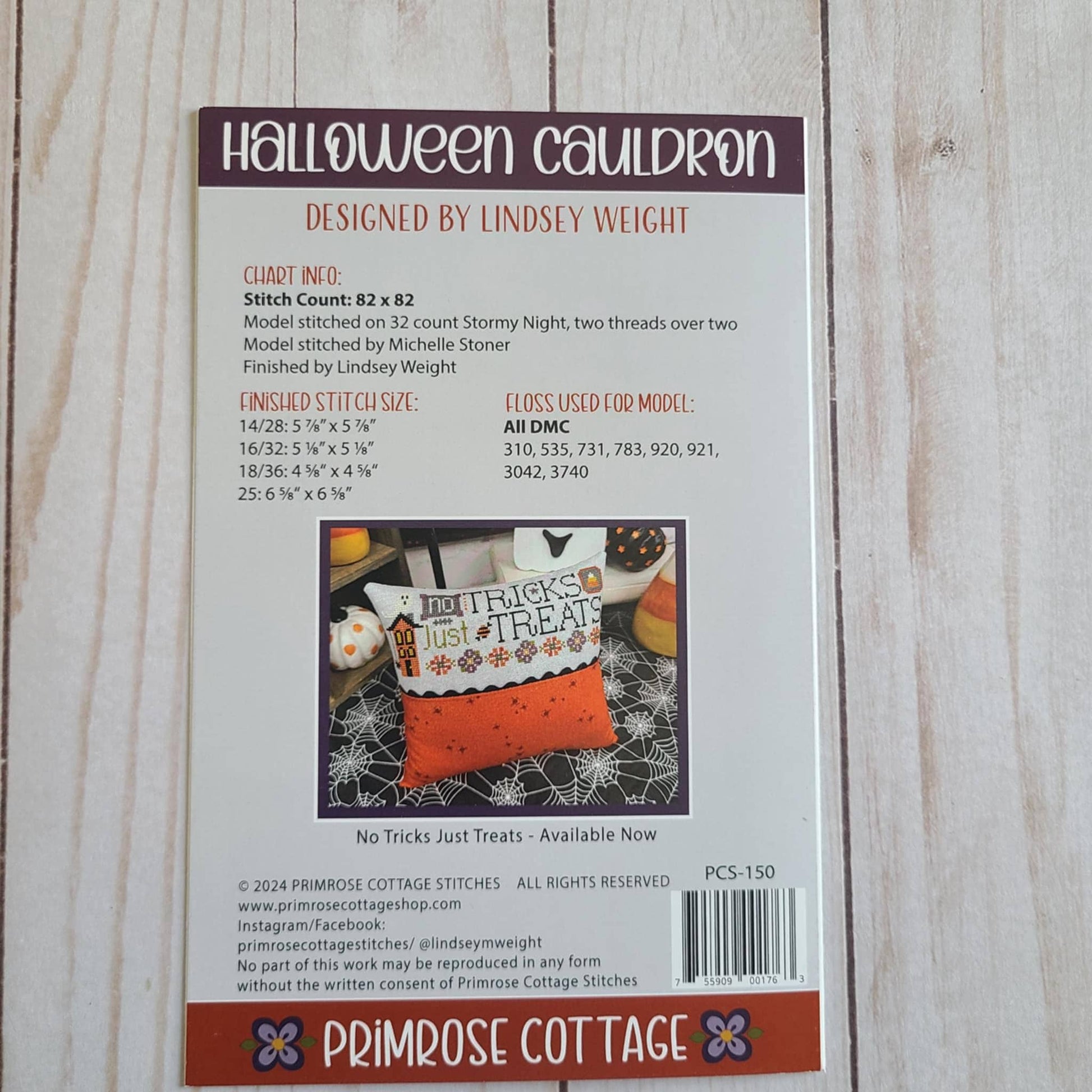 Halloween Cauldron Cross Stitch by Lindsey Weight of Primrose Cottage Stitches - Paper Pattern
