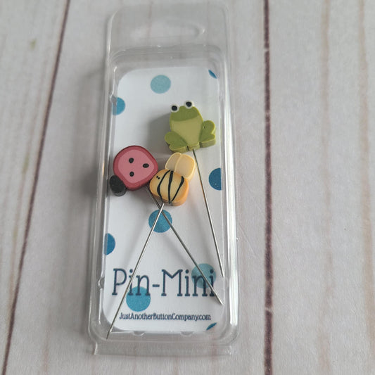 Just Another Button Company Pin-Mini Backyard frog, ladybug, bee