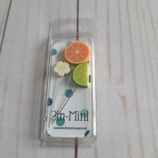Just Another Button Company Pin-Mini Vitamin C orange, lime, flower
