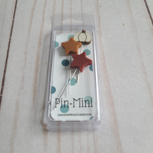 Just Another Button Company Pin-Mini Autumn Color pumpkin, stars