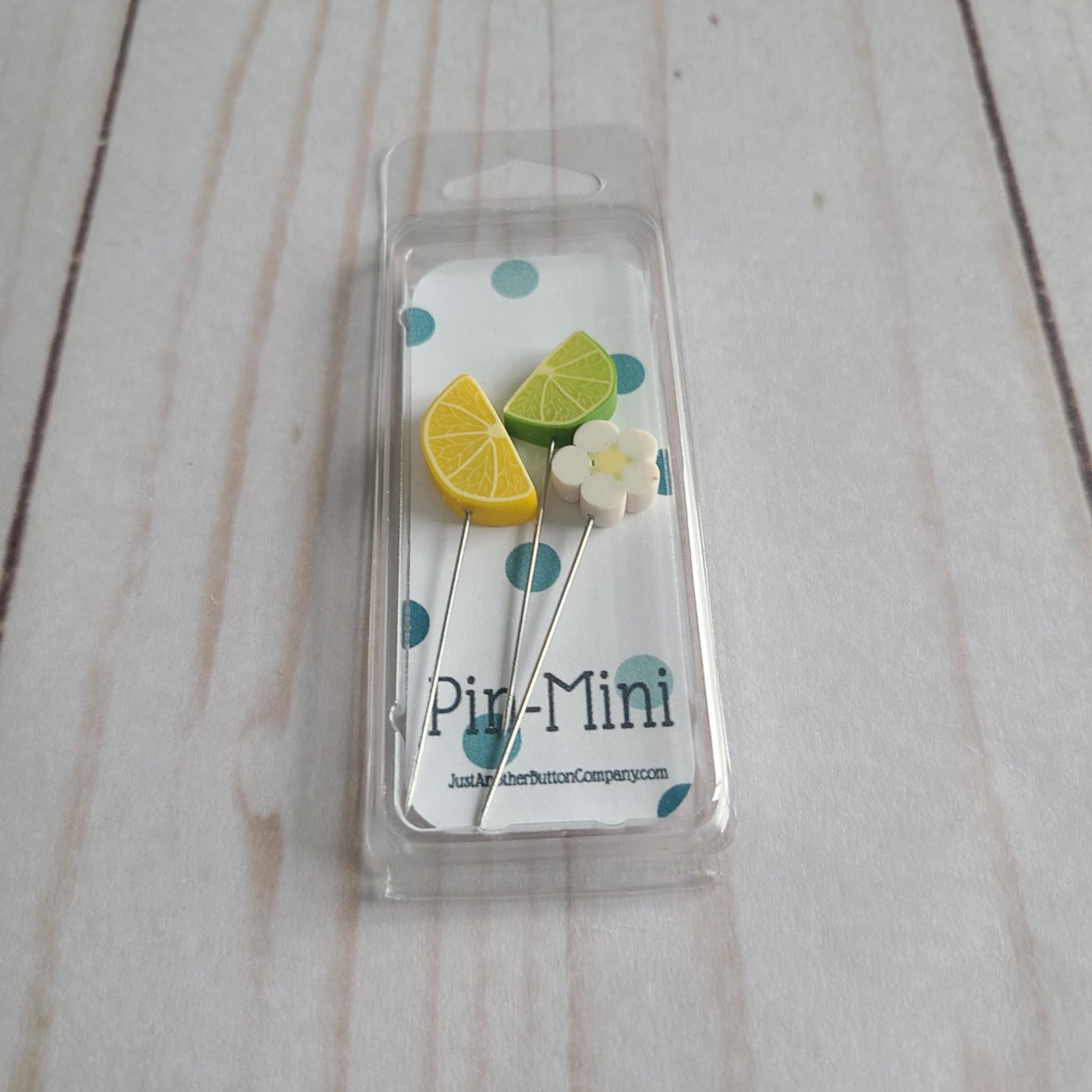Just Another Button Company Pin-Mini Fresh Squeezed lemon, lime, flower